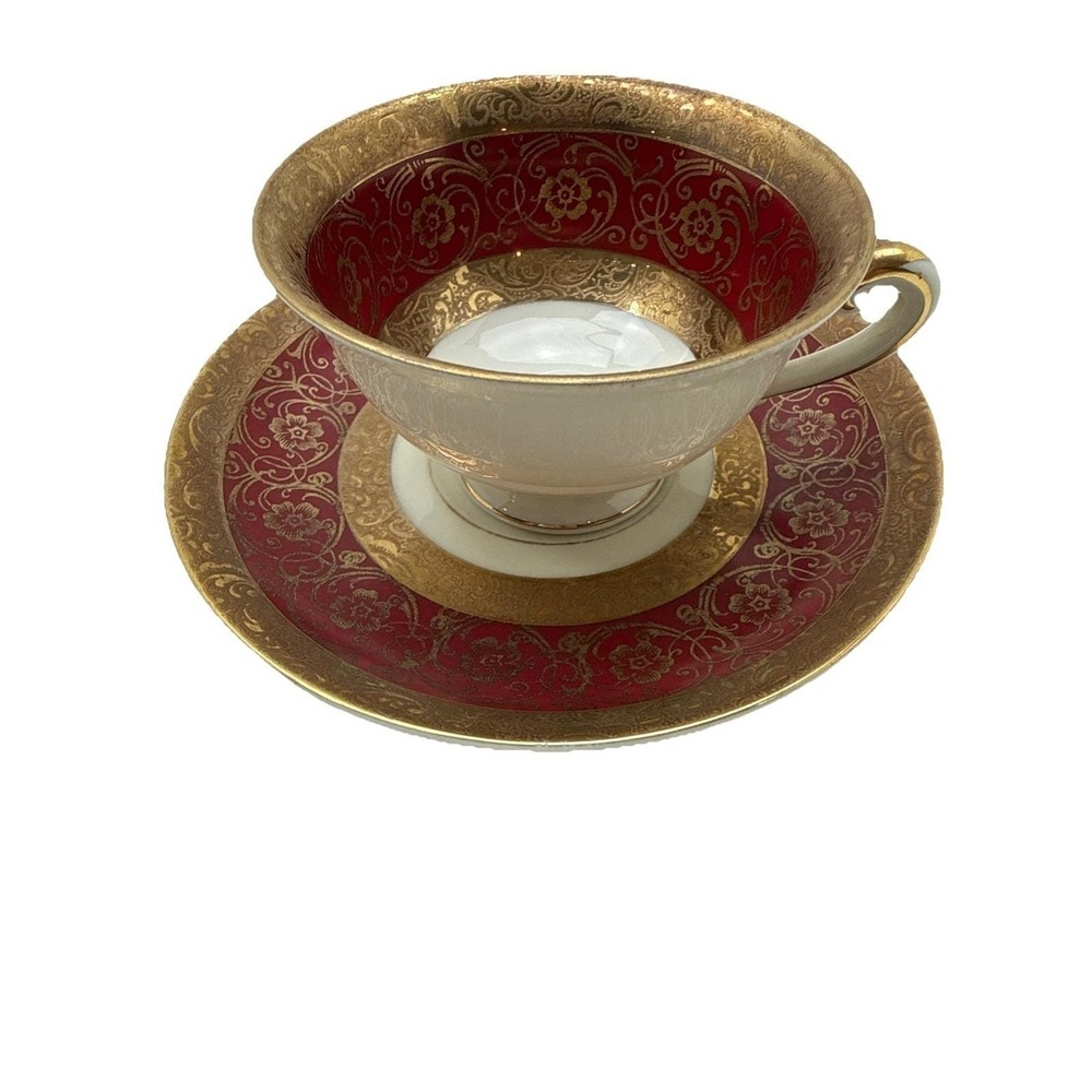 VTG AL KA‎ Kunst Kronach Bavaria Germany TEA CUP And SAUCER red & Gold